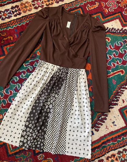 Vintage 1970s Brown Sears Mini Dress