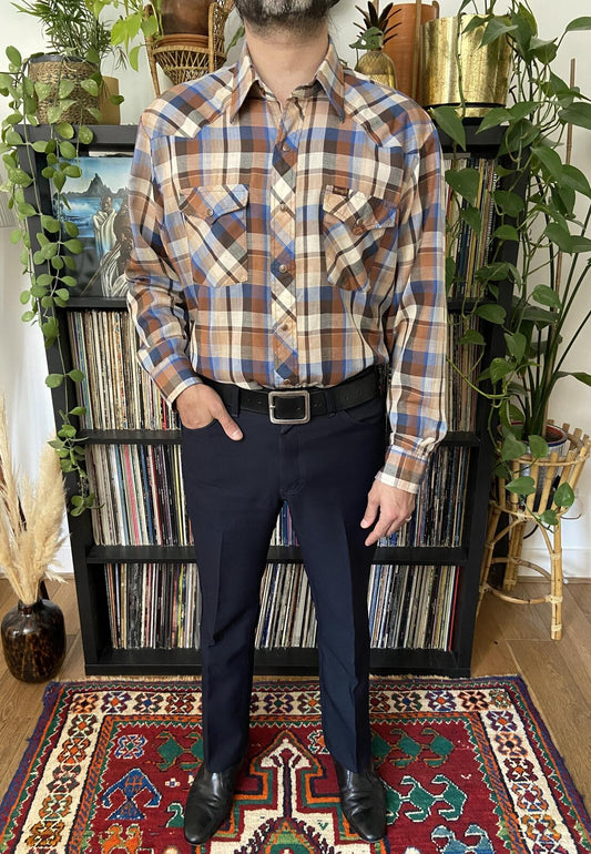 Vintage 1970s Brown Wrangler Western Shirt