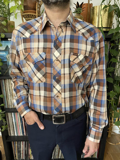 Vintage 1970s Brown Wrangler Western Shirt