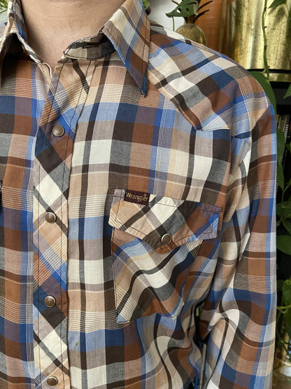 Vintage 1970s Brown Wrangler Western Shirt