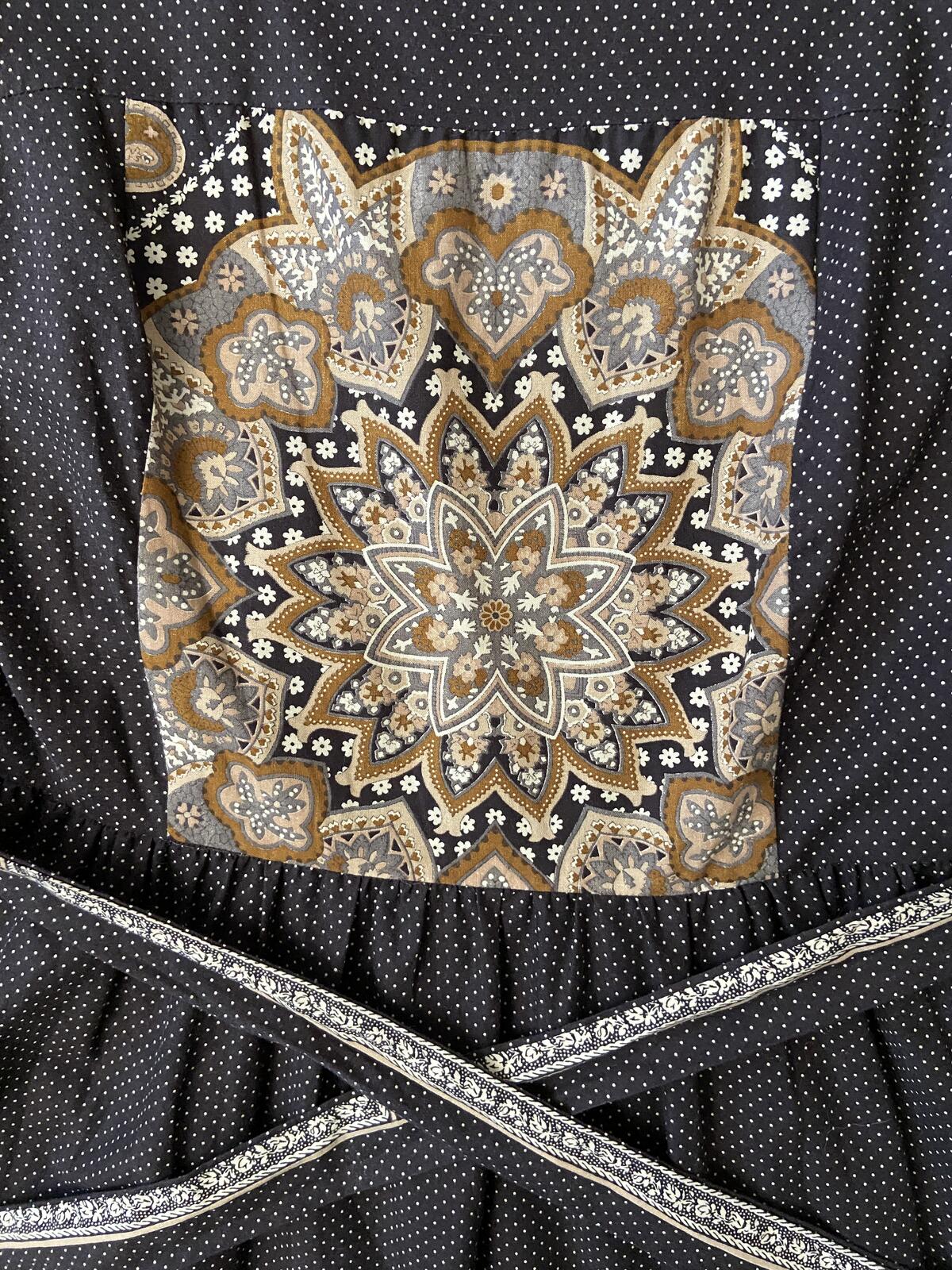 Vintage 1970s Brown Patterned Pinafore Dress