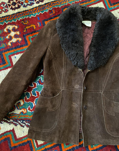 Vintage 1970s Brown Suede Canadian Penny Lane Jacket