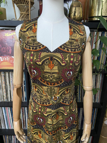 Vintage 1960s Yellow Metallic Maxi Dress