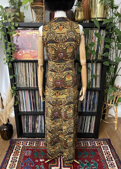 Vintage 1960s Yellow Metallic Maxi Dress