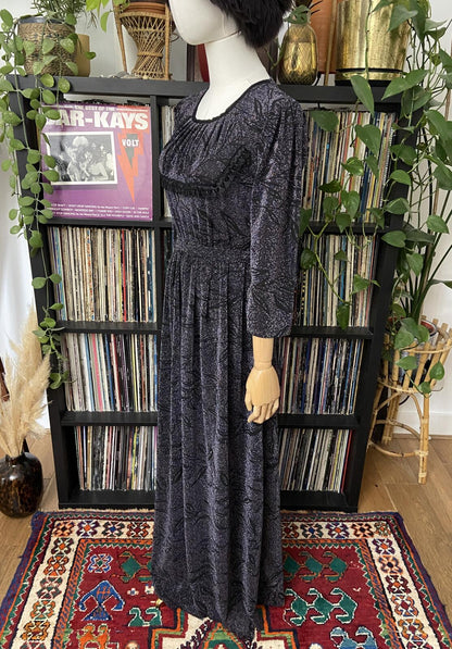 Vintage 1980s Black Lurex Maxi Dress