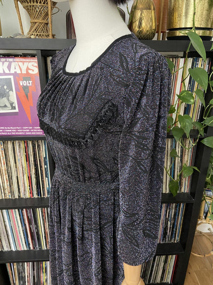 Vintage 1980s Black Lurex Maxi Dress