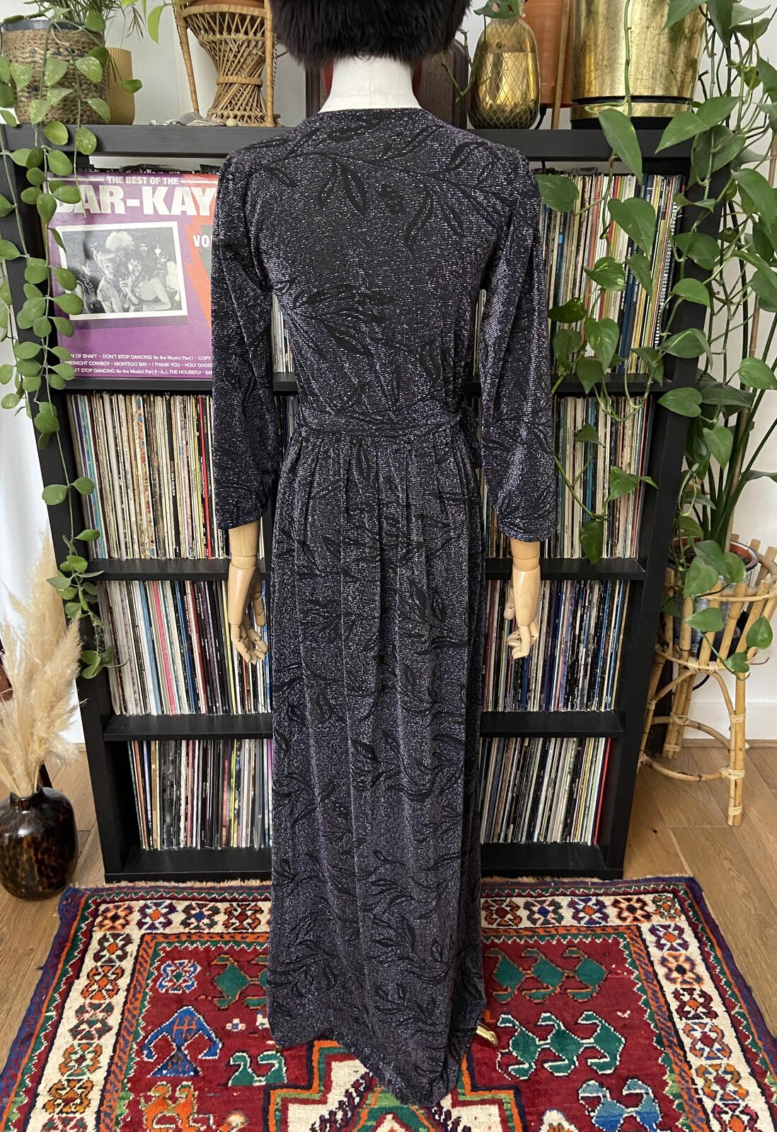 Vintage 1980s Black Lurex Maxi Dress