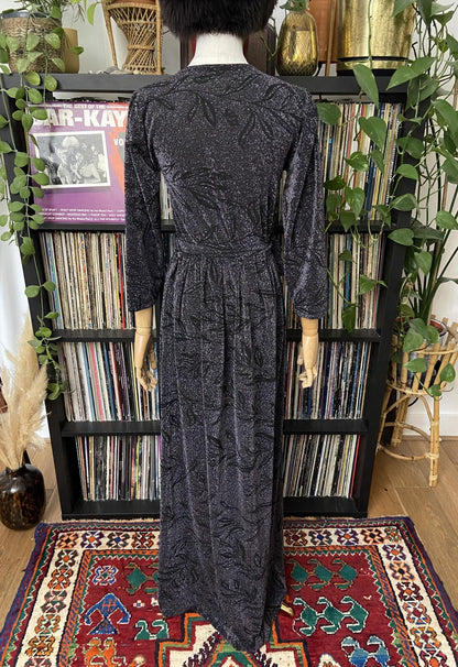 Vintage 1980s Black Lurex Maxi Dress