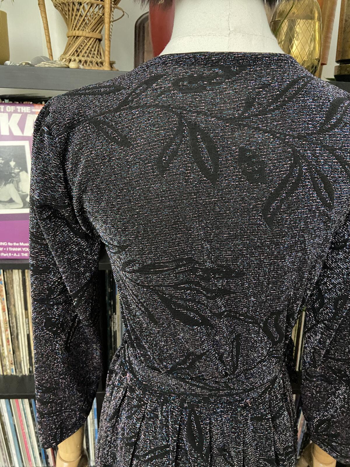 Vintage 1980s Black Lurex Maxi Dress