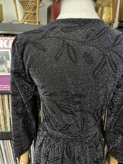 Vintage 1980s Black Lurex Maxi Dress