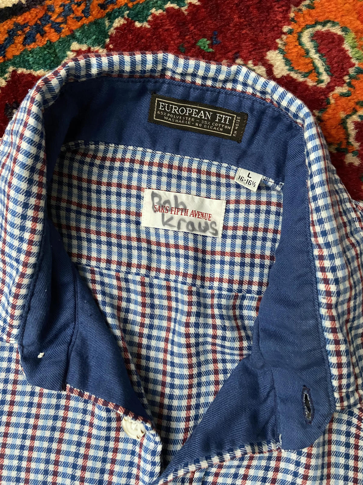 Vintage 1970s Saks Fifth Avenue Checked Dagger Collar Shirt