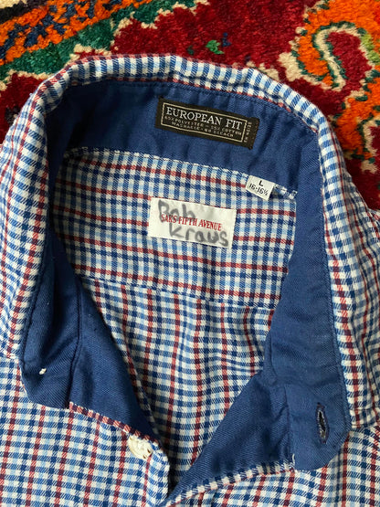 Vintage 1970s Saks Fifth Avenue Checked Dagger Collar Shirt