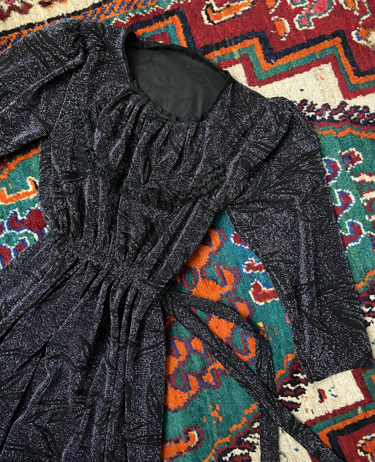 Vintage 1980s Black Lurex Maxi Dress