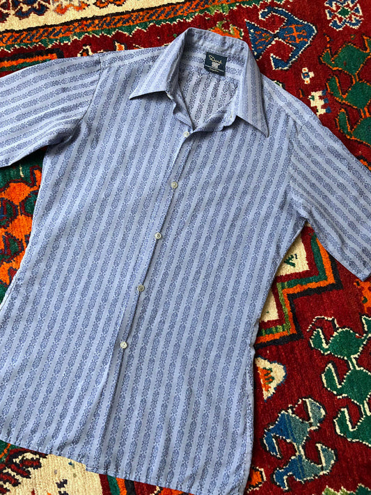 Vintage 1970s Dagger Collar Patterned Shirt