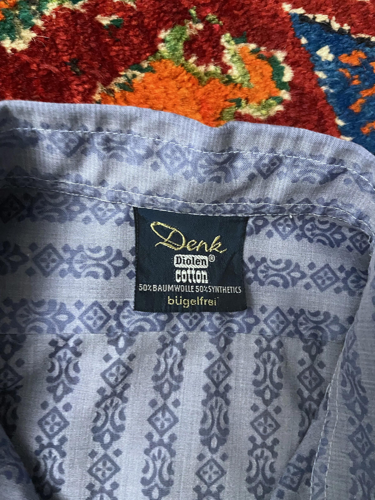 Vintage 1970s Dagger Collar Patterned Shirt
