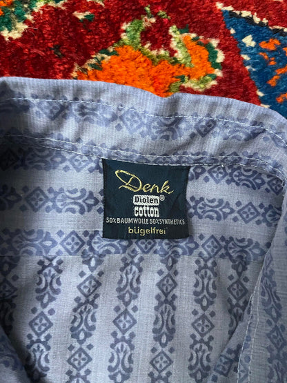 Vintage 1970s Dagger Collar Patterned Shirt