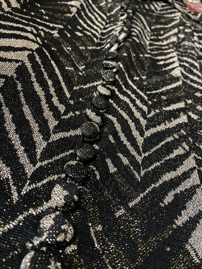Vintage 1970s Black Gold Dagger Collar Dress