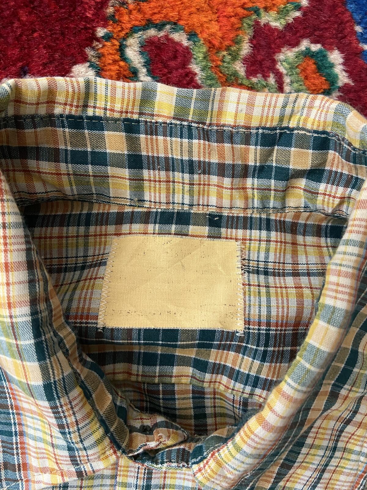 Vintage 1970s Green & Yellow Dagger Collar Checked Shirt