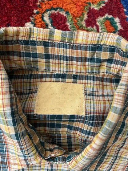 Vintage 1970s Green & Yellow Dagger Collar Checked Shirt