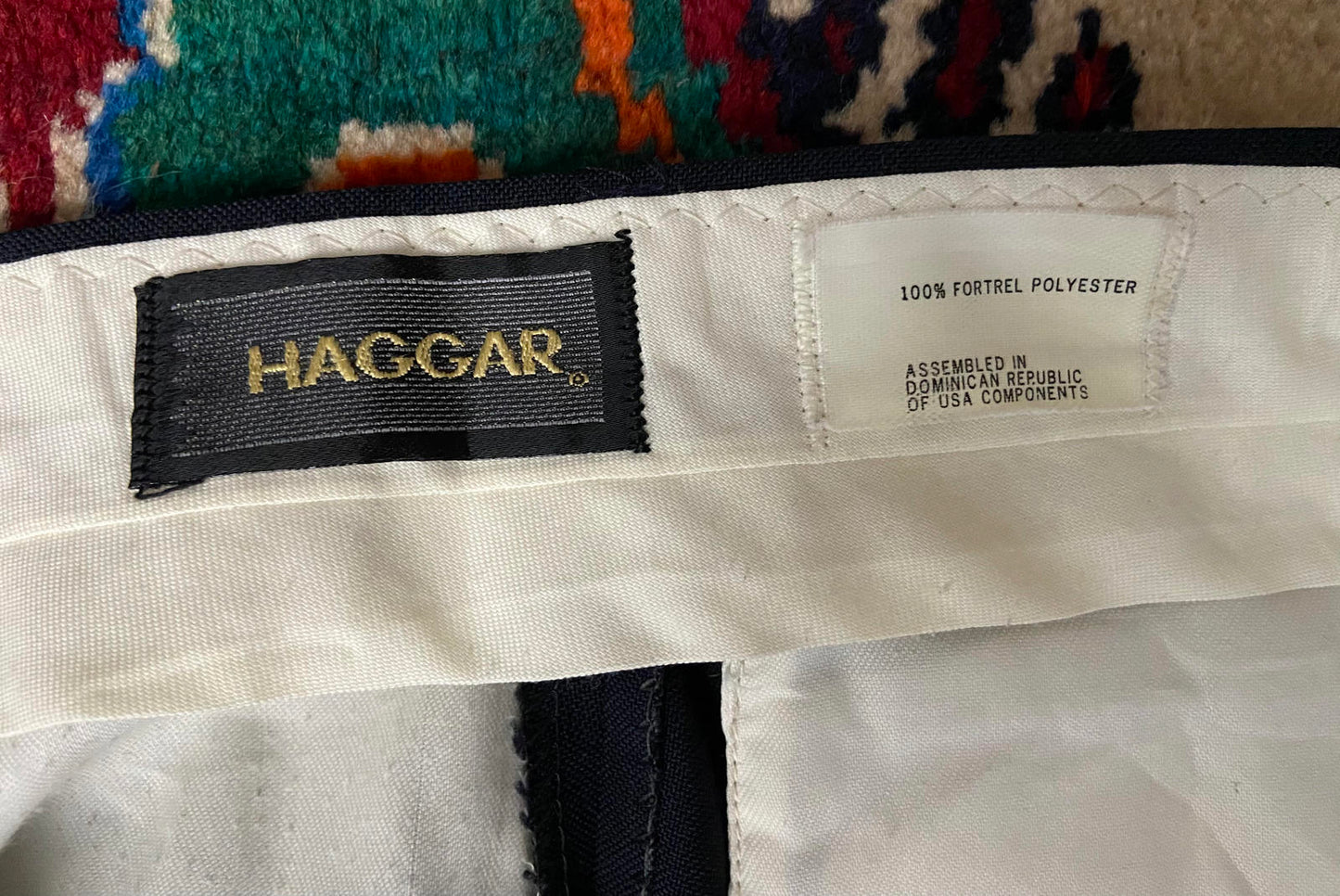 Vintage 1970s Navy Haggar Trousers W35 / L30