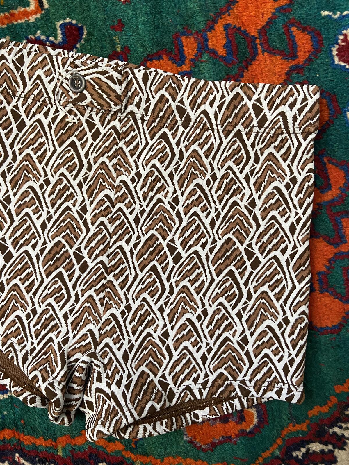 Vintage 1970s Brown Patterned Deadstock Swimming Shorts