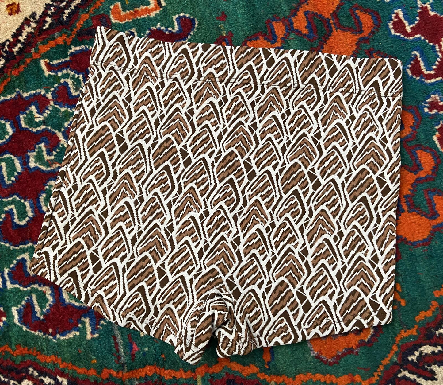 Vintage 1970s Brown Patterned Deadstock Swimming Shorts