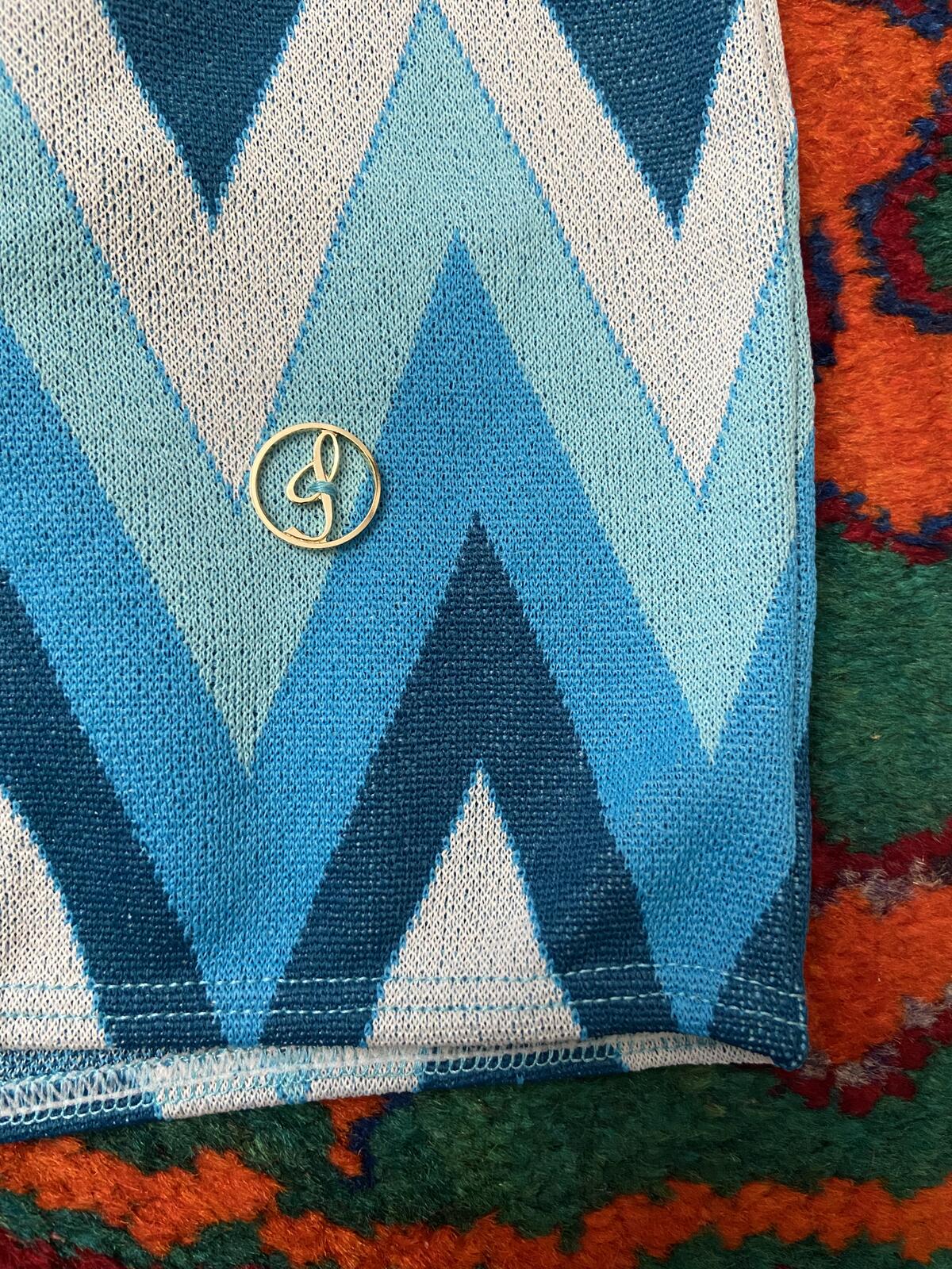 Vintage 1970s Turquoise Zig Zag Swimming Shorts