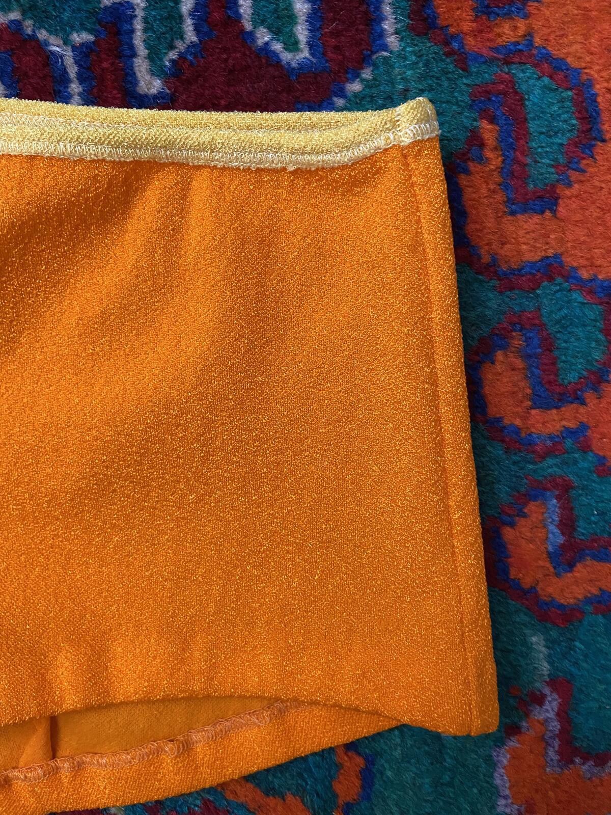Vintage 1970s Orange Yellow Swimming Shorts