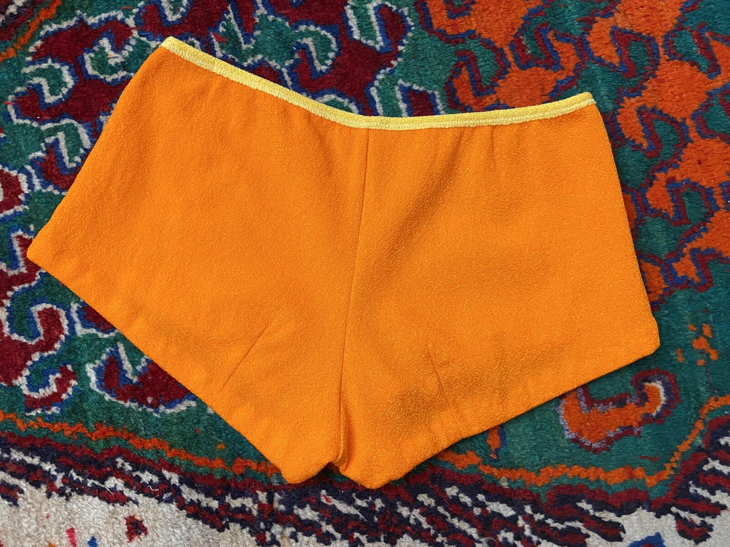 Vintage 1970s Orange Yellow Swimming Shorts
