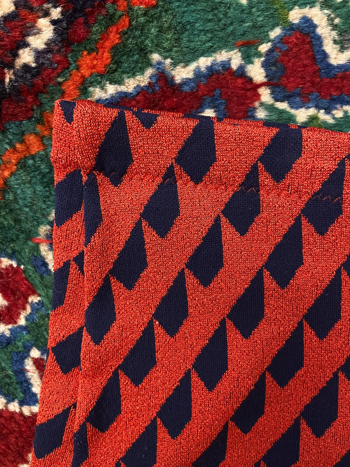 Vintage 1970s Red Navy Patterned Swimming Shorts