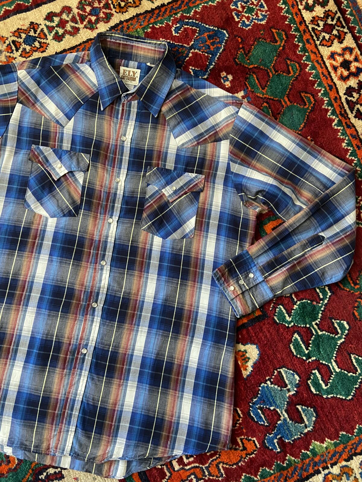Vintage Blue Ely Cattleman Western Shirt