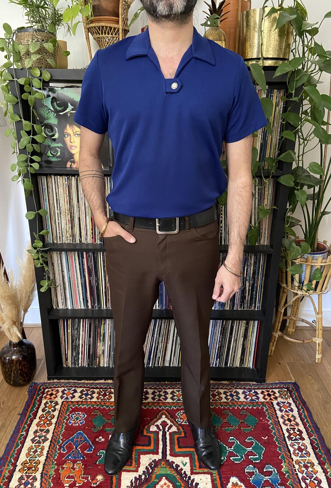Vintage 1970s Navy Polo Top