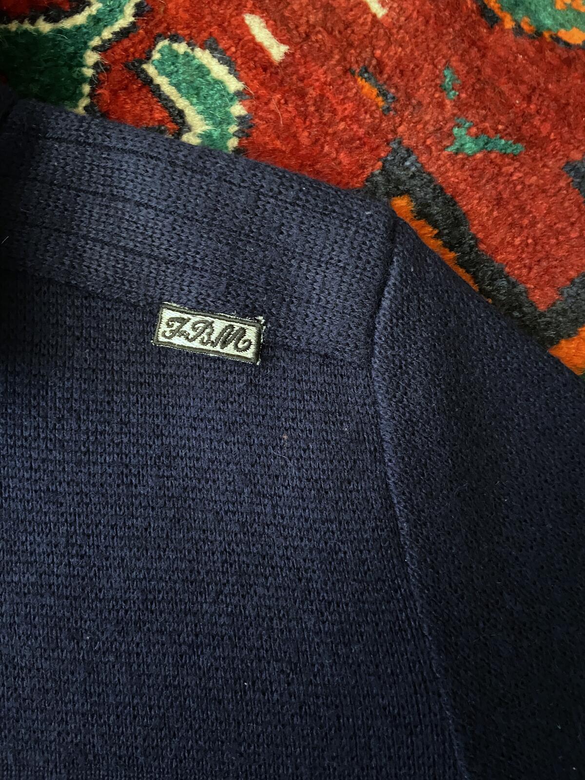 Vintage 1970s Italian Navy Collared Cardigan