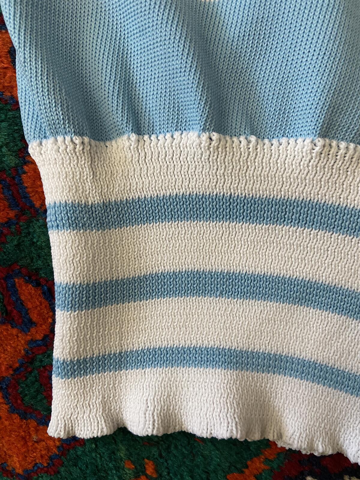 Vintage 1970s Pale Blue Striped Knit Top