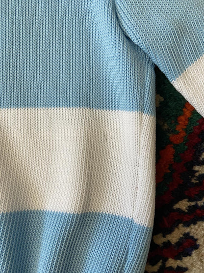 Vintage 1970s Pale Blue Striped Knit Top