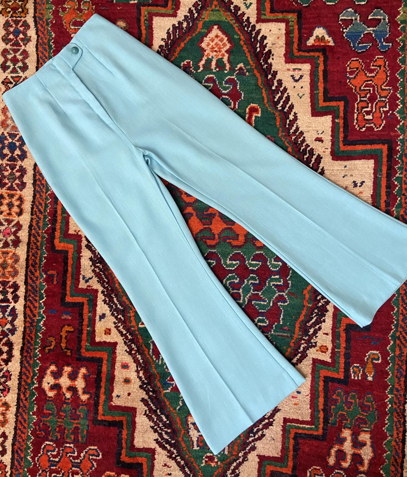 Vintage 1960s Pale Blue Flared Two Piece Mod Set