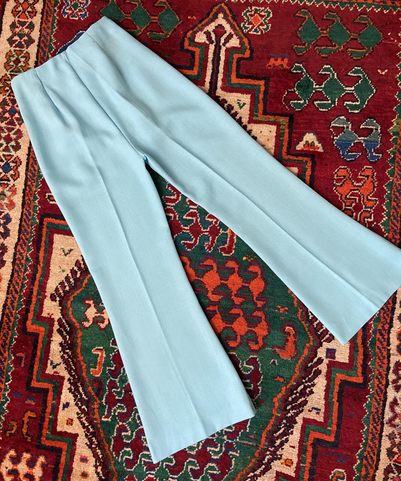 Vintage 1960s Pale Blue Flared Two Piece Mod Set