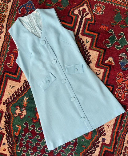 Vintage 1960s Pale Blue Flared Two Piece Mod Set