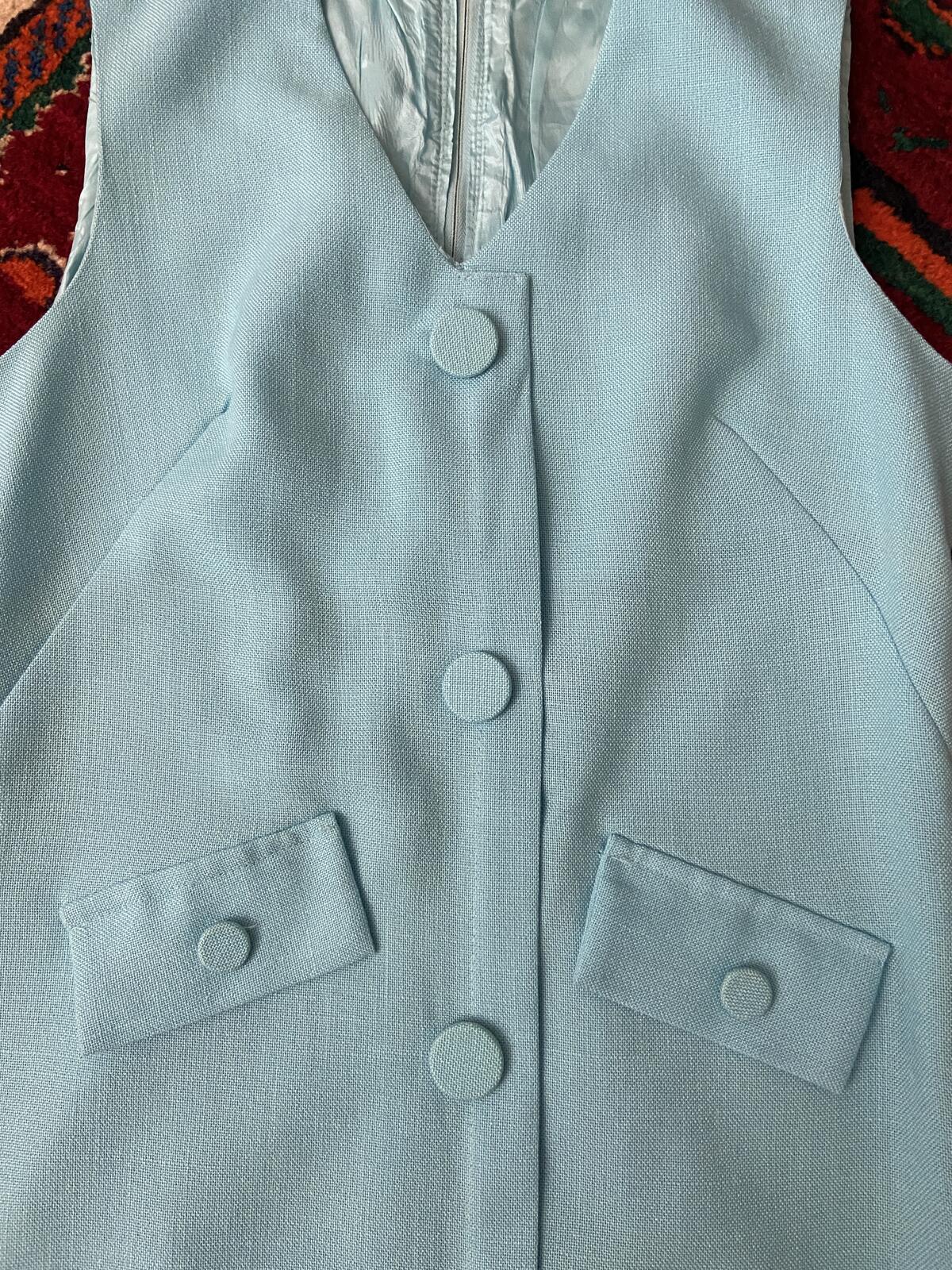 Vintage 1960s Pale Blue Flared Two Piece Mod Set
