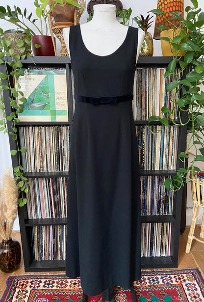Vintage 1960s Black Crepe Shift Dress
