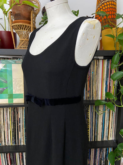 Vintage 1960s Black Crepe Shift Dress