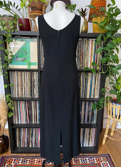 Vintage 1960s Black Crepe Shift Dress