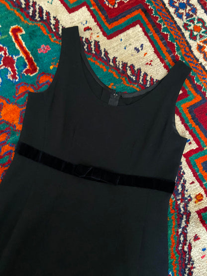 Vintage 1960s Black Crepe Shift Dress