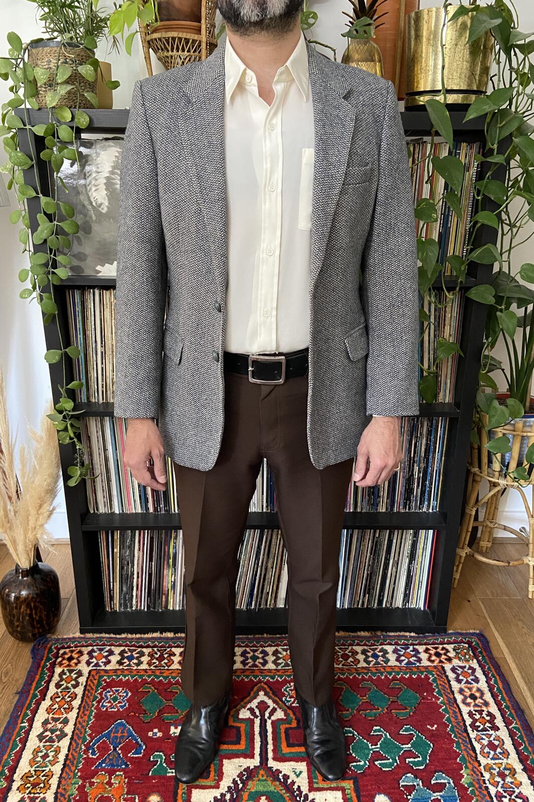 Vintage 1980s St Michael Grey Tweed Blazer Jacket