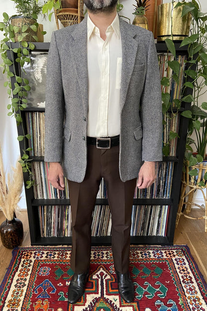 Vintage 1980s St Michael Grey Tweed Blazer Jacket