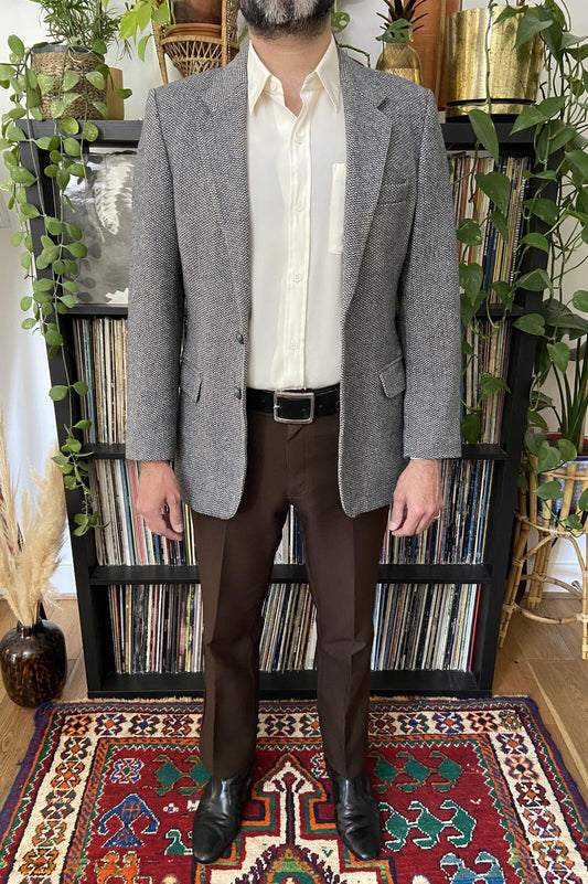 Vintage 1980s St Michael Grey Tweed Blazer Jacket