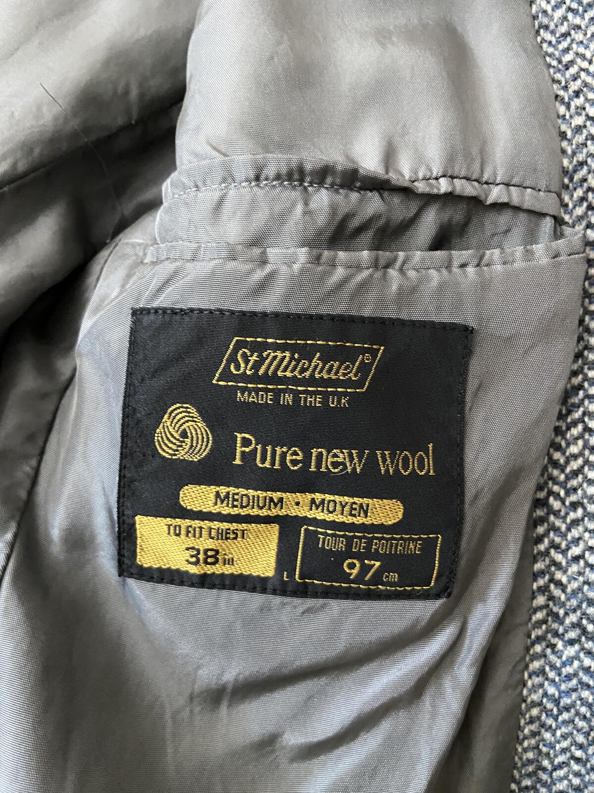Vintage 1980s St Michael Grey Tweed Blazer Jacket