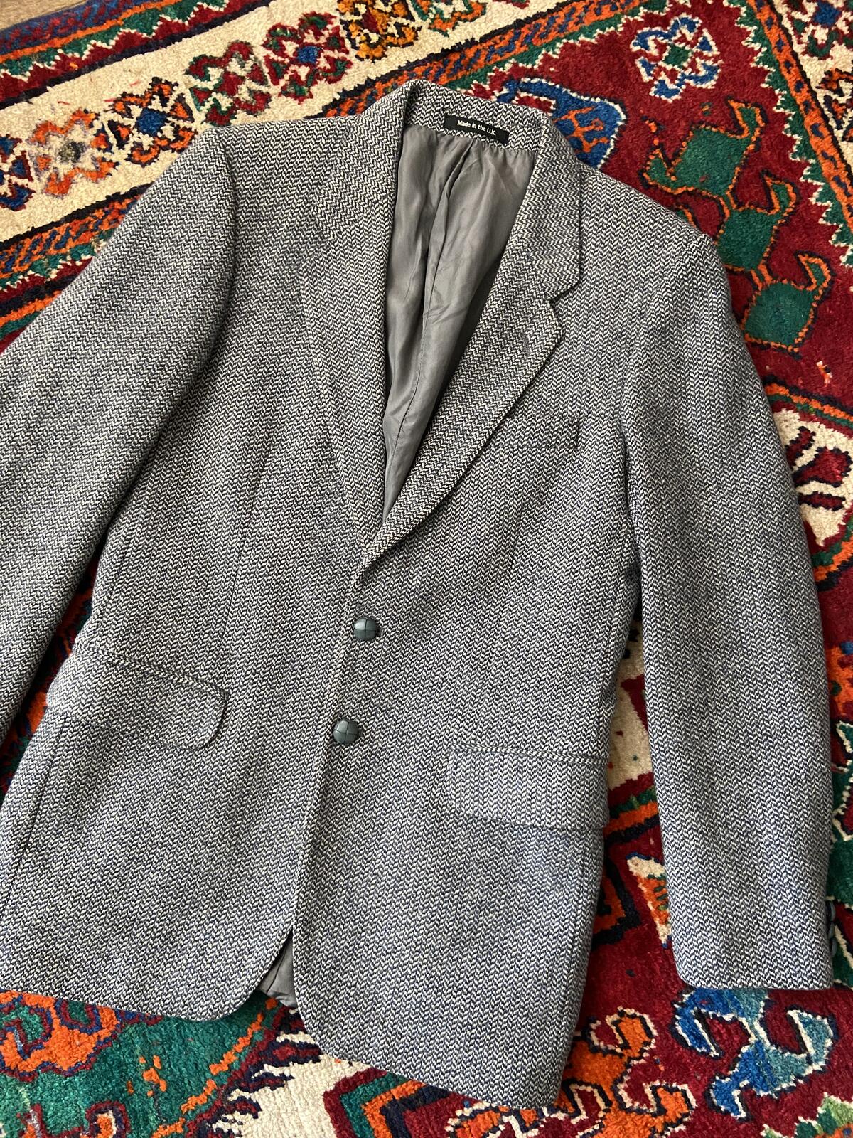 Vintage 1980s St Michael Grey Tweed Blazer Jacket