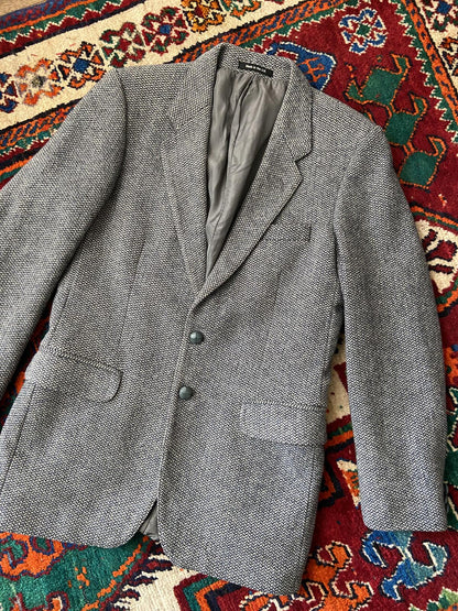 Vintage 1980s St Michael Grey Tweed Blazer Jacket