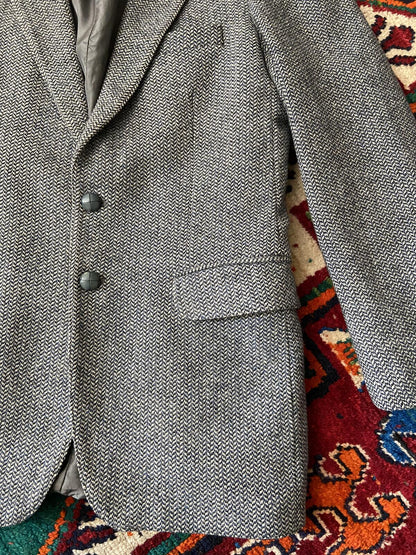 Vintage 1980s St Michael Grey Tweed Blazer Jacket